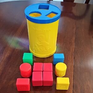 Fisher-Price Yellow Shape Sorter with Red, Blue, Green Blocks
